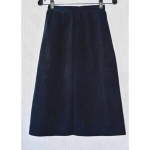 Bill Blass Neiman Marcus Navy Blue Ultrasuede Vintage 70s Midi A-Line Skirt Sz 8